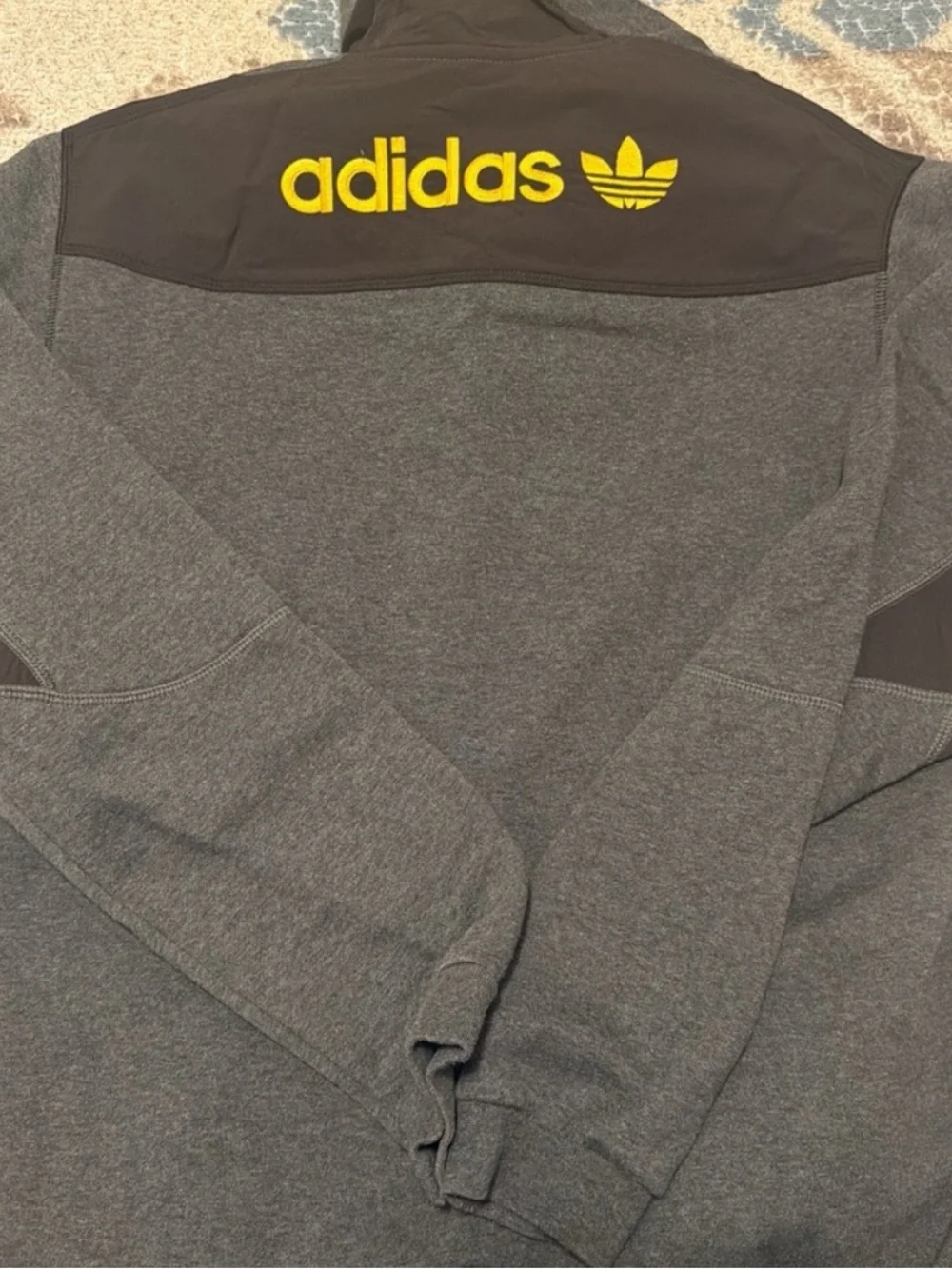 Adidas Gray Quarter-Zip Pullover with Yellow Logo